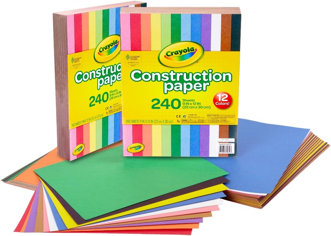 Crayola Construction Paper Bulk Pack (480 Sheets) – 10 Assorted Colors. 9x12. Teacher School Supplies & Classroom Must Haves. Card Making Craft Supplies. Art Paper